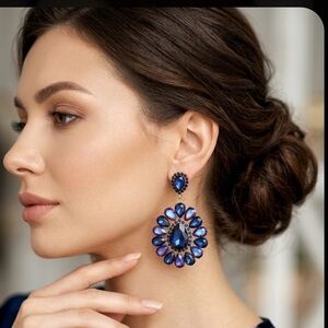 Elegant Blue and Purple Drop Earrings